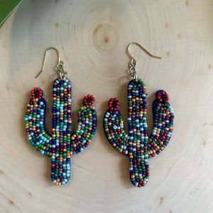 Handmade Multicolored beaded cactus Earrings
